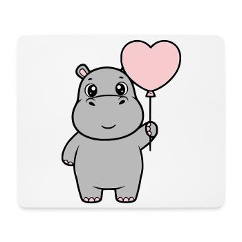 Amour en cœur d’hippopotame doux - Tapis de souris (format paysage) - blanc - Devant