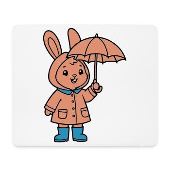 Cute Bunny Raincoat Umbrella - Mouse Pad (horizontal) - white - Front