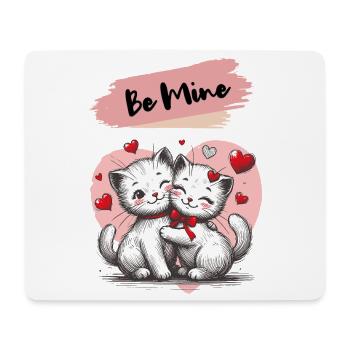 Be Mine Katzenkuscheln mit Herzen - Mousepad (Querformat) - Weiß - Vorne