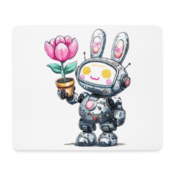 Robo-Bunny with Flower - Mouse Pad (horizontal) - white - Front