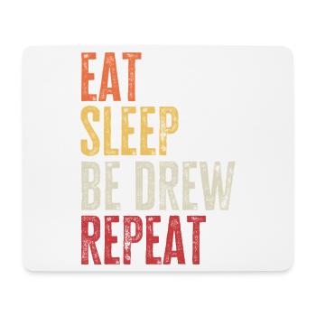 Essen Schlaf Sei gezeichnet Wiederholen Retro-Name - Mousepad (Querformat) - Weiß - Vorne