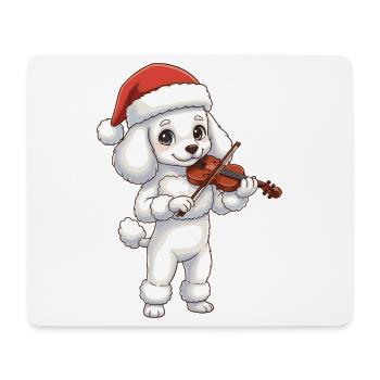 Caniche de Noël jouant du violon - Tapis de souris (format paysage) - blanc - Devant