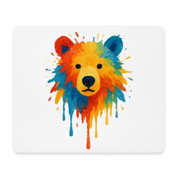Bären-Aquarell-Tropfende Chroma-Kunst - Mousepad (Querformat) - Weiß - Vorne