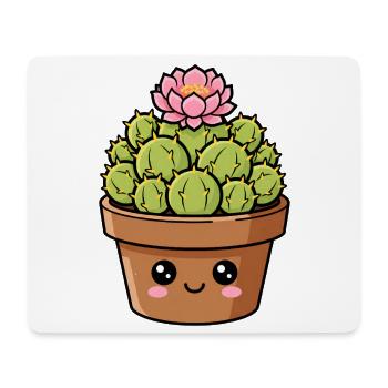 Pot de fleurs de cactus Kawaii - Tapis de souris (format paysage) - blanc - Devant