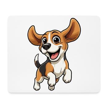 Joyeux saut de beagle - Tapis de souris (format paysage) - blanc - Devant