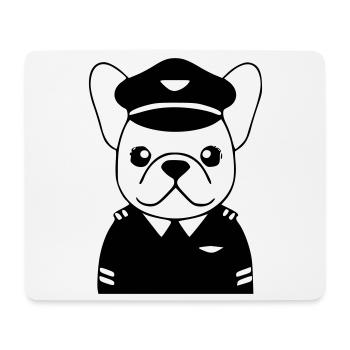 Frenchie Pilot Uniform Schwarz - Mousepad (Querformat) - Weiß - Vorne