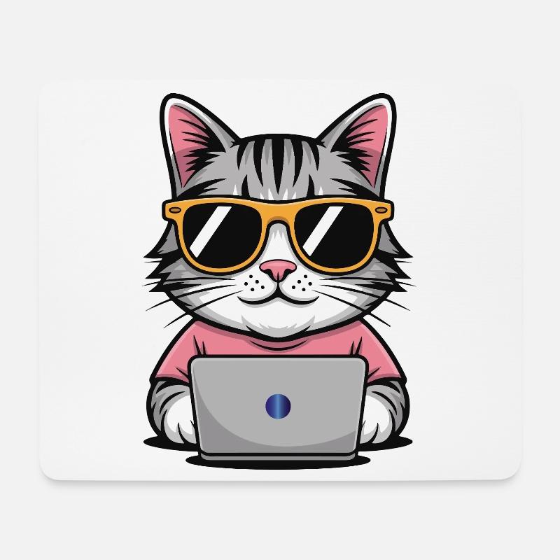 Cats_office - Tapis de souris (format paysage) - blanc