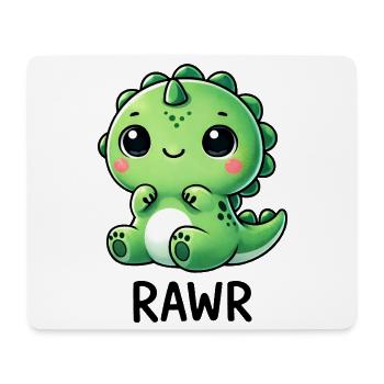 Cute Dino T-Rex Dinosaur Cartoon Chibi Roar - Mouse Pad (horizontal) - white - Front