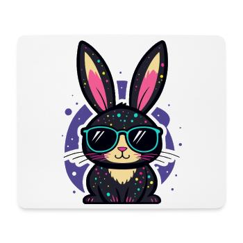 Chic neon bunny with glasses - Mouse Pad (horizontal) - white - Front