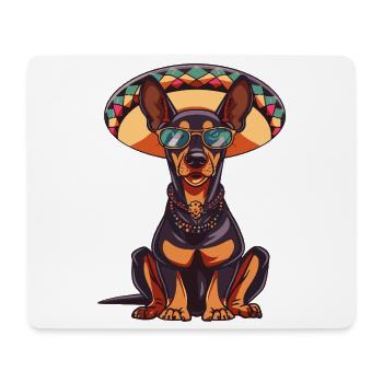 Dobermann Hund Lustig Sombrero - Mousepad (Querformat) - Weiß - Vorne