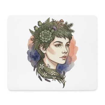 Floral-Porträt-Nymphen-Aquarell-Schönheitszauber - Mousepad (Querformat) - Weiß - Vorne