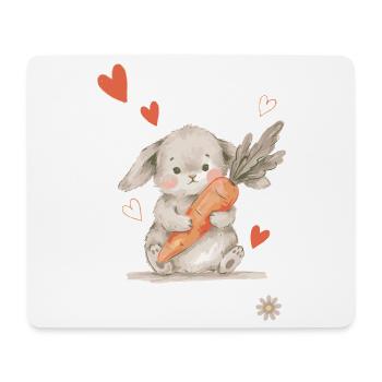 Bunny Carrot Hearts Cute Forest Creatures - Mouse Pad (horizontal) - white - Front
