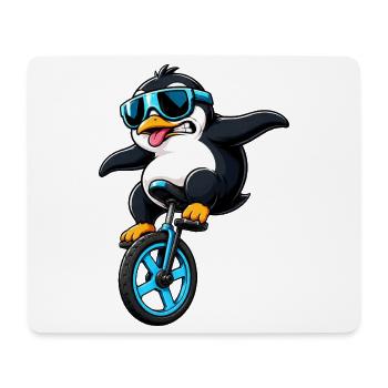 Cooler Pinguin auf Einrad Lustiges Comic - Mousepad (Querformat) - Weiß - Vorne