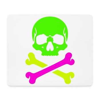 Neon Schädel Gekreuzte Knochen Bunter Pirat Skull - Mousepad (Querformat) - Weiß - Vorne