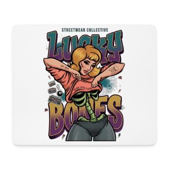 Lucky Bones Retro Skeleton Pin Up Streetwear - Mouse Pad (horizontal) - white - Front