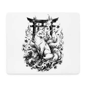 Renard kitsune japonais dans le style Irezumi - Tapis de souris (format paysage) - blanc - Devant