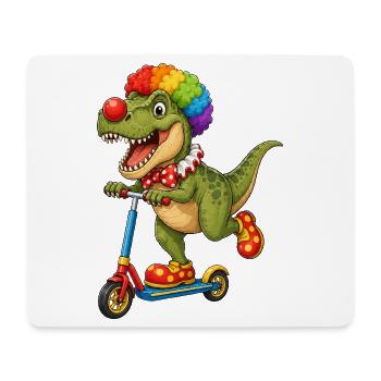 Süßer Dino T-Rex Clown auf Roller - Mousepad (Querformat) - Weiß - Vorne