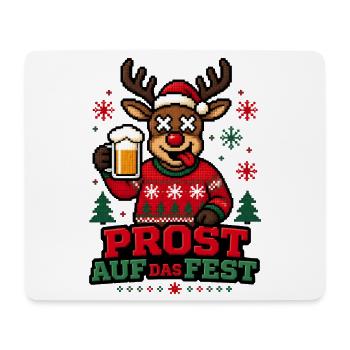 Prost auf das Fest – Rentier Bier Ugly Sweater - Mousepad (Querformat) - Weiß - Vorne