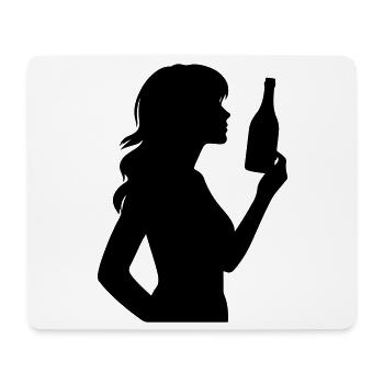 Frau mit Flasche und langen Haaren Silhouette - Mousepad (Querformat) - Weiß - Vorne