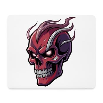 Dämonischer Schädel mit leuchtenden Augen und feurigem Haar - Mousepad (Querformat) - Weiß - Vorne