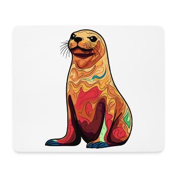 Bunter Seelöwen-Illustration - Mousepad (Querformat) - Weiß - Vorne