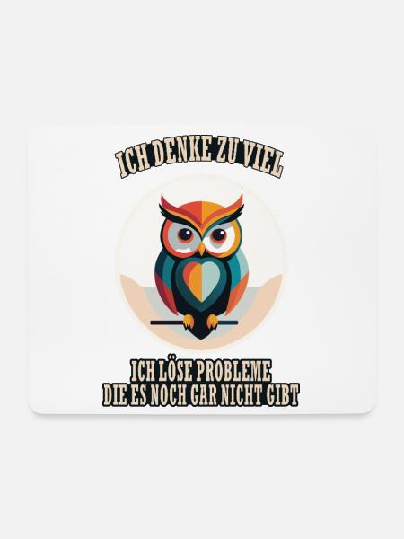 Zu viel Denken Eulenweisheit Eule - Mousepad (Querformat) - Weiß