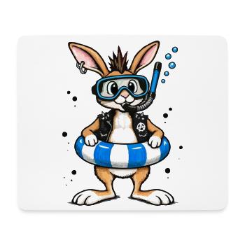 Bunter Punk Hase Taucher mit Rettungsring - Mousepad (Querformat) - Weiß - Vorne