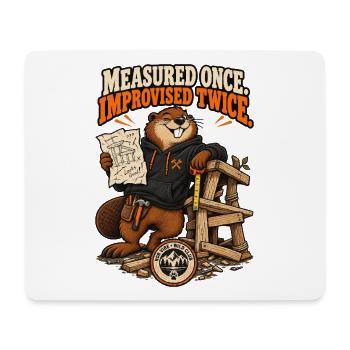 RobVibe Wild Club – Improvisierender Biber - Mousepad (Querformat) - Weiß - Vorne