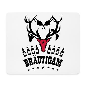 131 Hirsch JGA Bräutigam Bier Party lustig - Mousepad (Querformat) - Weiß - Vorne