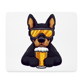 Doberman Chien Après-Ski Bière - Tapis de souris (format paysage) - blanc - Devant