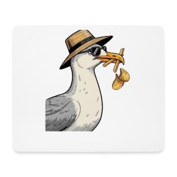 Casual seagull with sun hat and sunglasses - Mouse Pad (horizontal) - white - Front