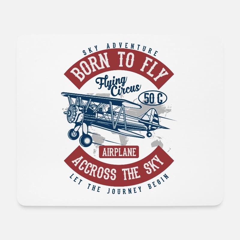 SKY ADVENTURE - Vintage - Retro Flugzeug Shirt - Mousepad (Querformat) - Weiß