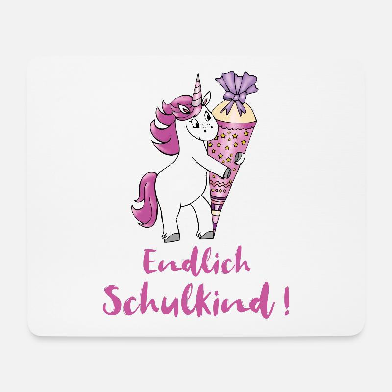 Einhorn mit Zuckertüte Einschulung Schulanfang - Mousepad (Querformat) - Weiß