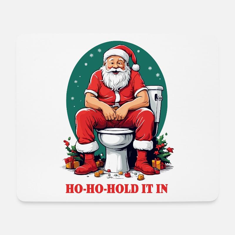 Weihnachtsmann auf Toilette - Mousepad (Querformat) - Weiß
