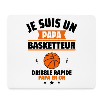 Cadeau fête des pères : Papa basketteur, en or - Tapis de souris (format paysage) - blanc - Devant