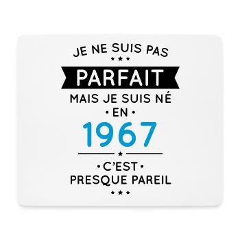 Anniversaire 55 ans - Pas parfait mais né en 1967 - Tapis de souris (format paysage) - blanc - Devant