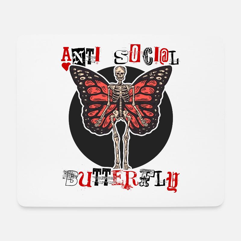 Antisoziale Schmetterlings-| antisoziale Anti-Sprüche - Mousepad (Querformat) - Weiß