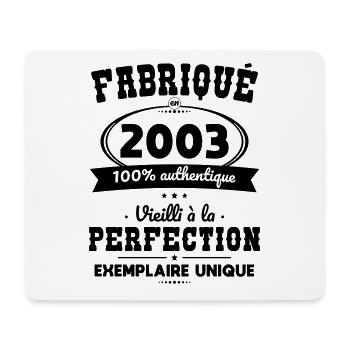 Anniversaire 20 ans - Fabriqué en 2003 - Tapis de souris (format paysage) - blanc - Devant