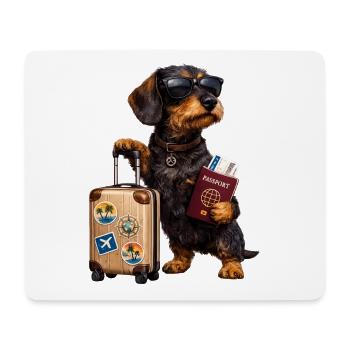 Dachshund Motif Holiday – Funny Dog with Suitcase and - Mouse Pad (horizontal) - white - Front