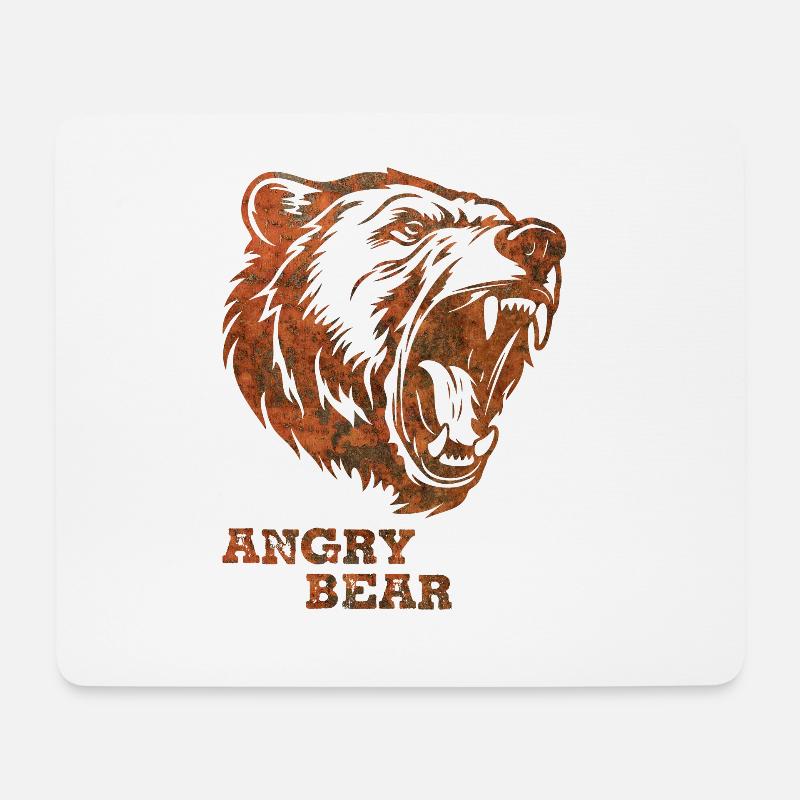 Wütender Bär - Mousepad (Querformat) - Weiß