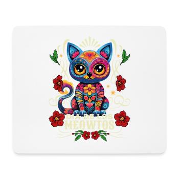 Dia De los Muertos Meowtos Cat Colorful Flowers - Mouse Pad (horizontal) - white - Front