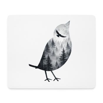 Vogel im Waldnebel - Mousepad (Querformat) - Weiß - Vorne