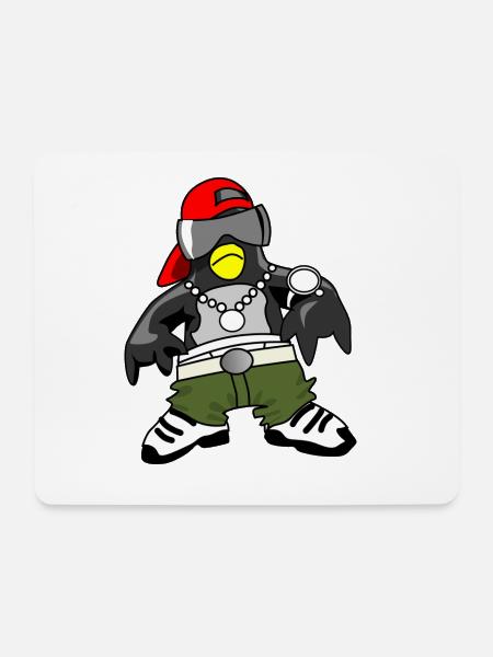 Pinguin Gangsta Rapper - Mousepad (Querformat) - Weiß