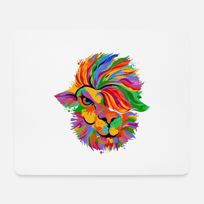Löwenfarbenes Regenbogengesicht - Mousepad (Querformat) - Weiß