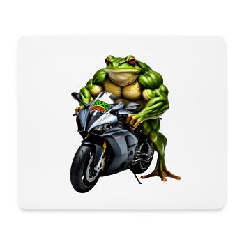 Muscle frog on motorcycle - Mouse Pad (horizontal) - white - Front