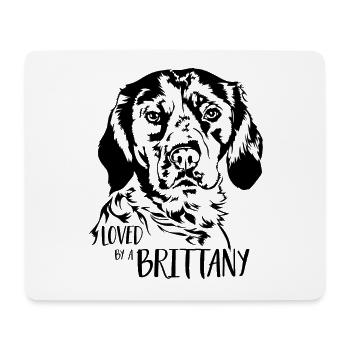 Loved by a Brittany Epagneul Breton Hunde Wilsigns - Mousepad (Querformat) - Weiß - Vorne