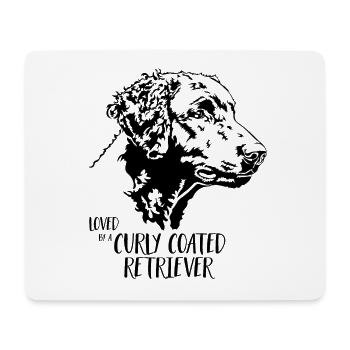 Loved by a Curly Coated Retriever Hunde Wilsigns - Mousepad (Querformat) - Weiß - Vorne