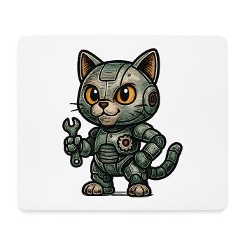 Retro RoboCat with Tools - Mouse Pad (horizontal) - white - Front