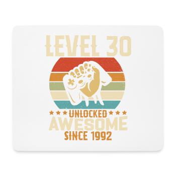 Level 30 Jahre freigeschaltetes Gaming Geburtstagsgeschenk - Mousepad (Querformat) - Weiß - Vorne