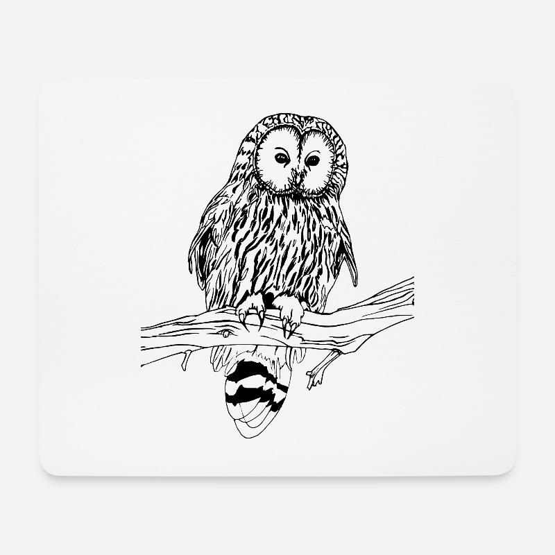 Eule - Mousepad (Querformat) - Weiß